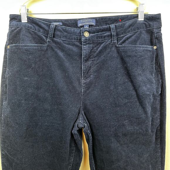 Talbots Corduroy Pants Simply Flattering Pocket Straight Stretch Classic Navy 16 - Picture 2 of 8